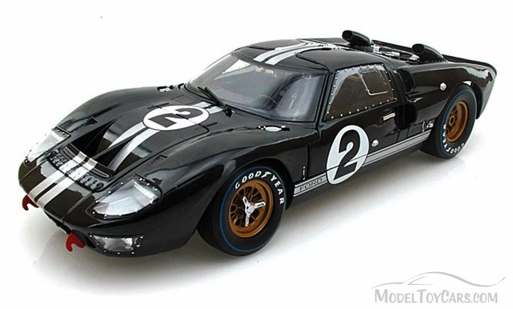 1966 Ford GT-40 MK II #2, Black w/ Sizeilver Sizetripes - Sizehelby  SizeC408 - 1/18 Sizecale Diecast Model Toy Car