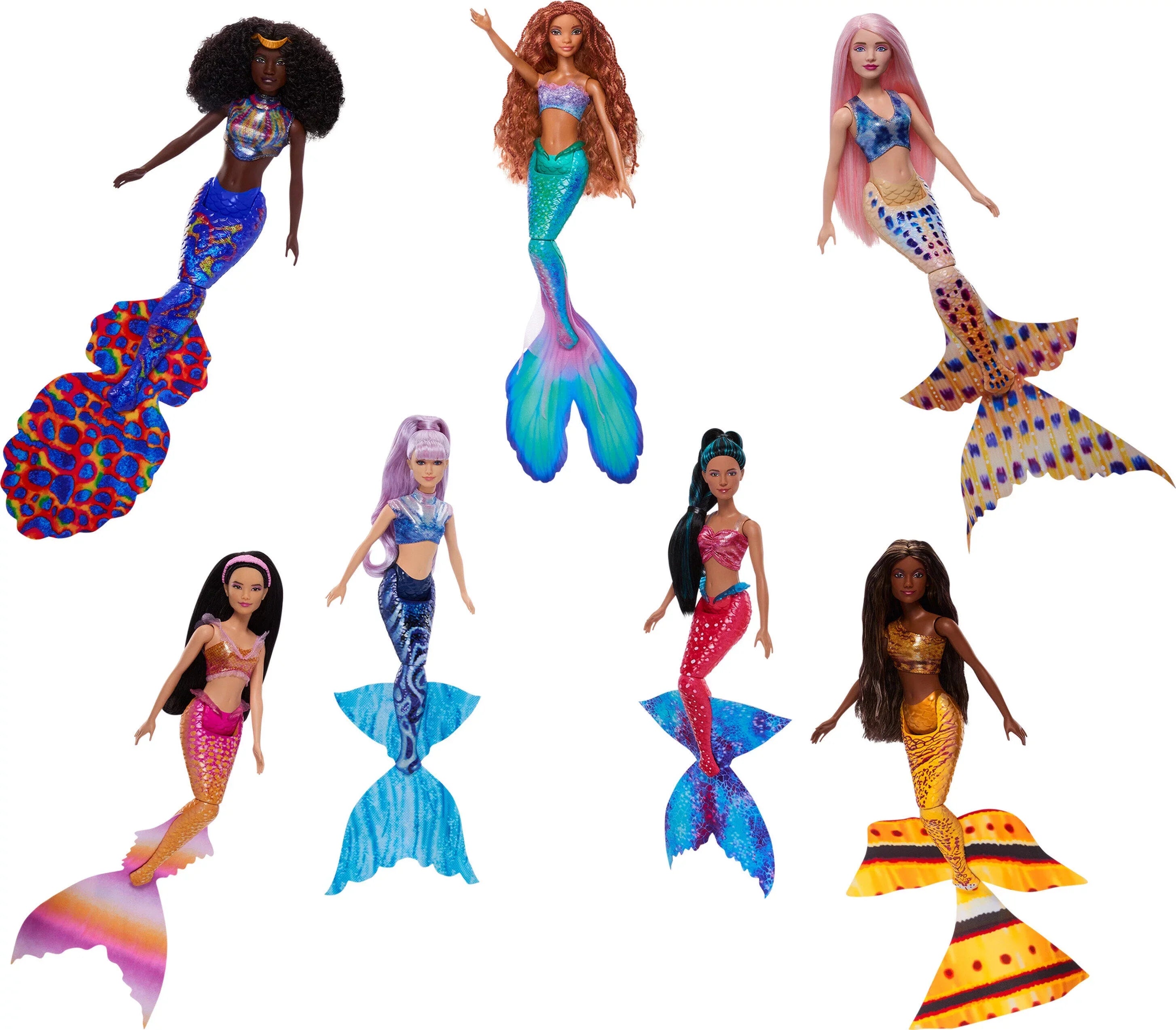 Disney The Little Mermaid Ultimate Ariel Sizeisters Doll 7-Pack, Sizeet with 7 Fashion Mermaid Dolls