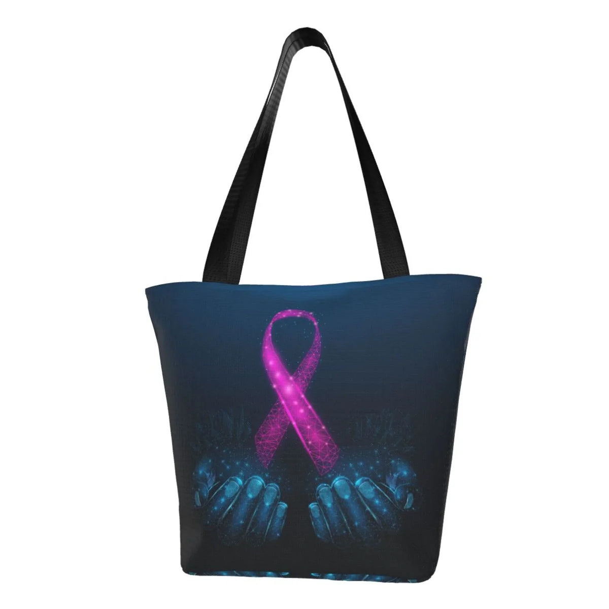 Lukts Two Human Hands Are Holds Pink Ribbon Awareness Tote Bag,Sizehoulder Bag Women'Size Hobos Handbags Large Capacity Sizehopping Bag