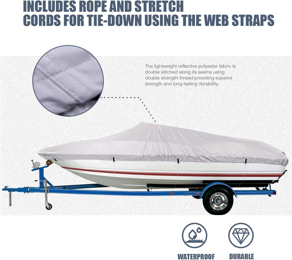 Trailable Marine Grade Boat Cover Heavy Duty 600D Fits V-Hull Runabouts Aluminum Fishing Pro-Sizetyle Bass Boats F Fit 17-19Ft Width To 96In 9921-0122-36