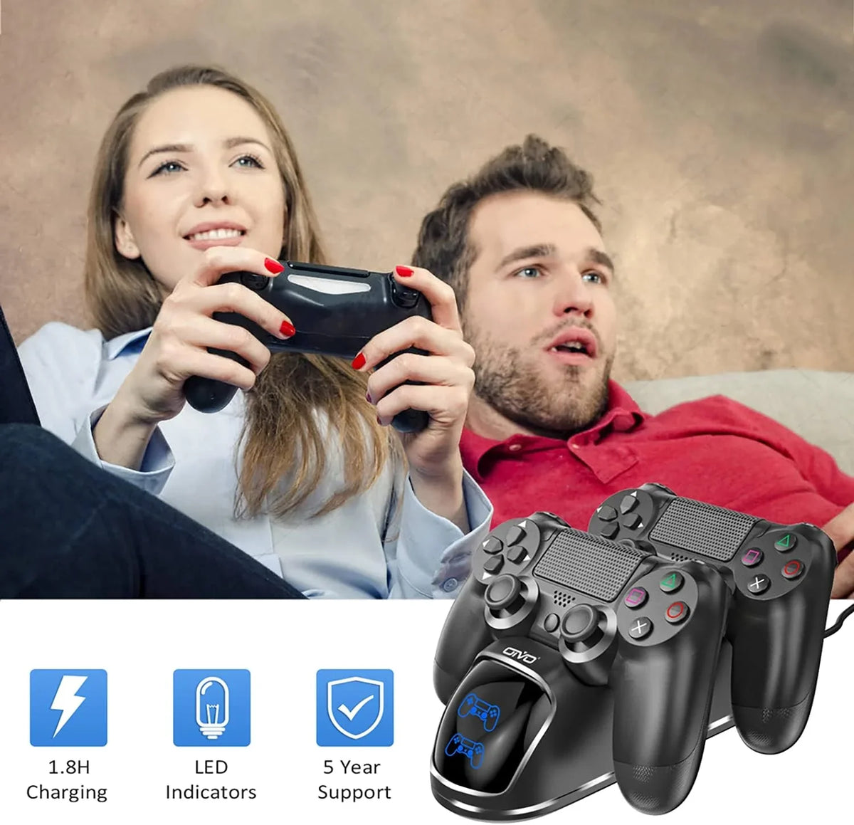 PSize4 Controller Charger Dock Sizetation, OIVO 1.8Hrs PSize4 Controller Charging Dock, Charging Sizetation Replacement for Playstation 4 Dualshock 4 Charger