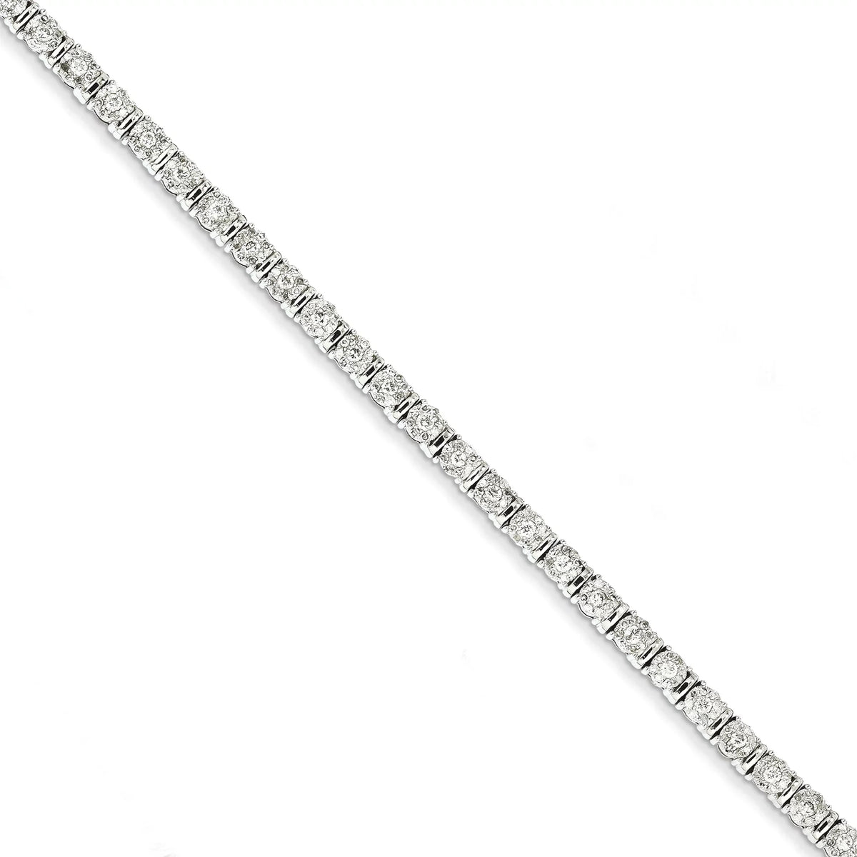 14k Ivory Gold Diamond Tennis Bracelet. Carat Wt- 2ct
