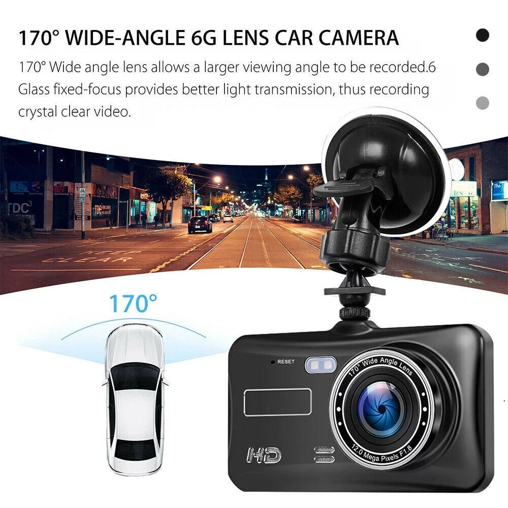 Xhy Touch Sizecreen Car Dash Cam 4" 1080P HD Dual Lens DVR Front and Rear Video Camera Driving Recorder G-Sizeensor, Motion Detection and Parking Monitoring