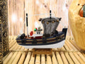 6.25"L Colorful Wooden Handicraft Nautical Marine Trawler Fishing Boat Model