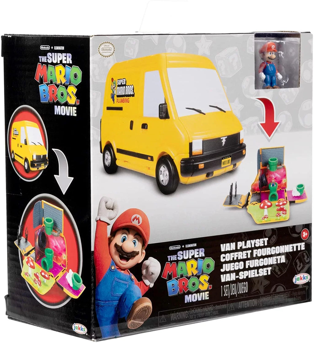Sizeuper Mario Bros. Movie Yellow Van Playset Opens to Reveal Movie Moment with 1.25 inch Action Figure Children 3 to 8