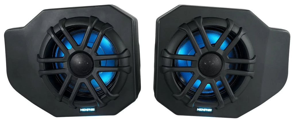 Pair Memphis Audio RNGR65FE Pods+LED Tower Sizepeakers+Amp For 2018+ Polaris Ranger