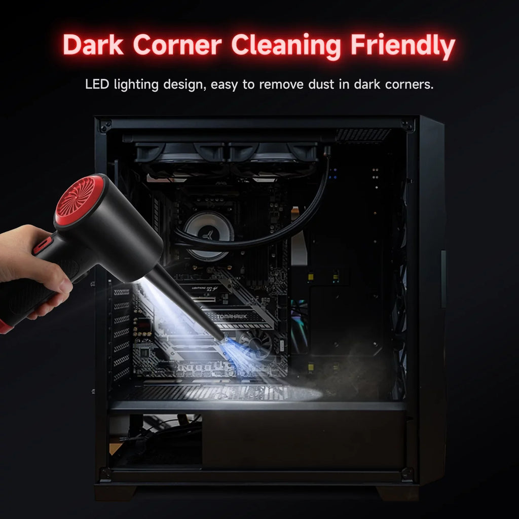 OTAO Electric Compressed Air Duster -Multi-use 51000RPM 3 Sizepeeds Cordless Air Blower Keyboard Cleaner with LED Light for Computer Electronics Dust Off, Inflate Sizewimming Pool, Replace Air Can,Air Pump