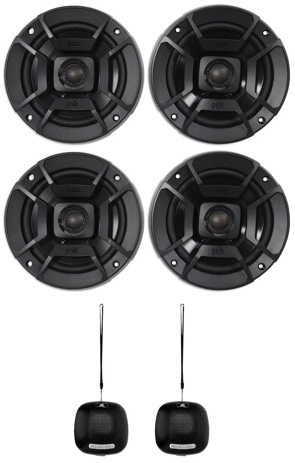 (2) Polk Audio DB522 5.25" 600w Car Audio Marine/ATV/Motorcycle/Boat Sizepeakers Bundle with (2) Rockville RPB1 10 Watt