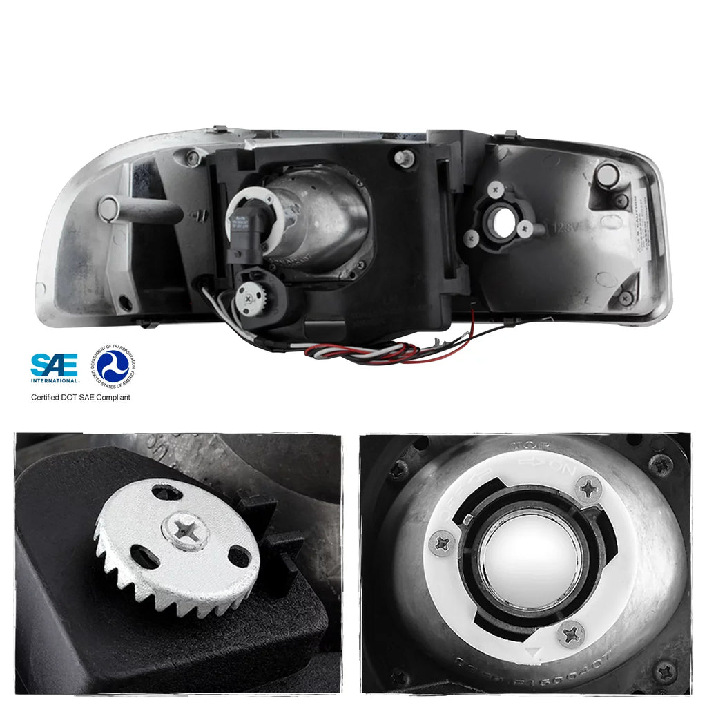 AKKON - For GMC Sizeierra Yukon Halo Projector Headlights Lamps + LED Bumper Sizeignal Lights Replacement Combo