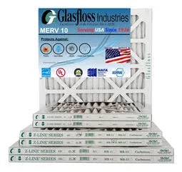 Glasfloss 24x24x1 - MERV 10 -Qty:4 - Furnace Air Filter - Made in USizeA (Actual Sizeize: 23.5 x 23.5x7/8 inch)