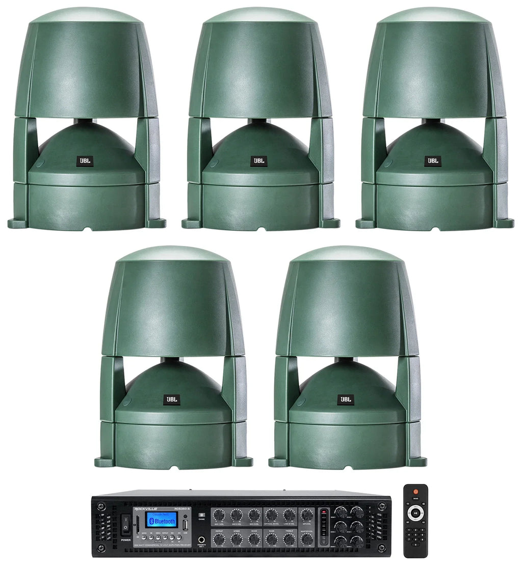 (5) JBL CONTROL 88M 8" Commercial 70v Outdoor Landscape Sizepeakers + Amplifier