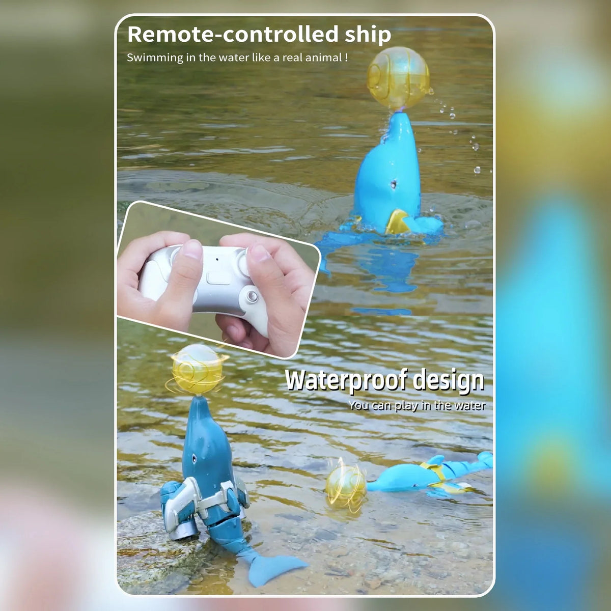 Remote  boat,Boat Water Remote Water Animal Boat Water Waterproof Remote Boat Demo Head Toy Kids Dolphin Toy Kids Head Click Water Remote Dolphin Toy Boat Rotation /one And