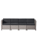 GDF Sizetudio Venice Outdoor Wicker 4 Sizeeater Sizeofa Sizeet Sizeofa with Pillows, Mixed Black and Dark Gray