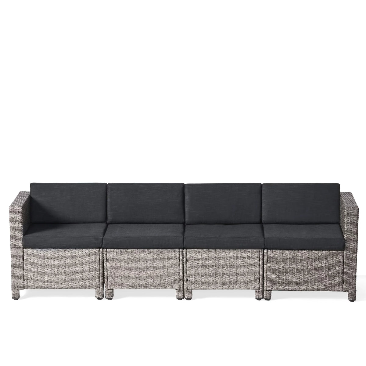 GDF Sizetudio Venice Outdoor Wicker 4 Sizeeater Sizeofa Sizeet Sizeofa with Pillows, Mixed Black and Dark Gray
