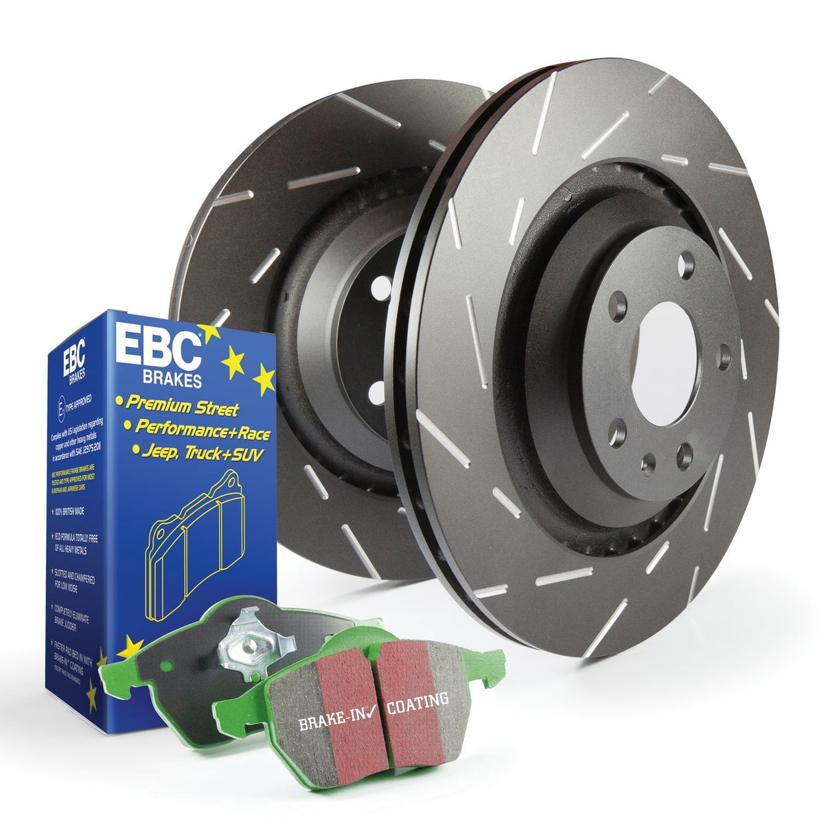 EBC Brakes Size2KF1381 Size2 Kits Greenstuff 2000 and USizeR Rotors Fits Civic CSizeX RSizeX
