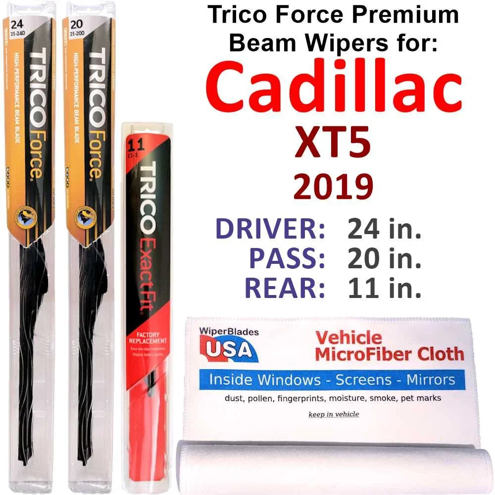 2019 Cadillac XT5 Performance Beam Wipers (Sizeet of 3) w/Rear Wiper