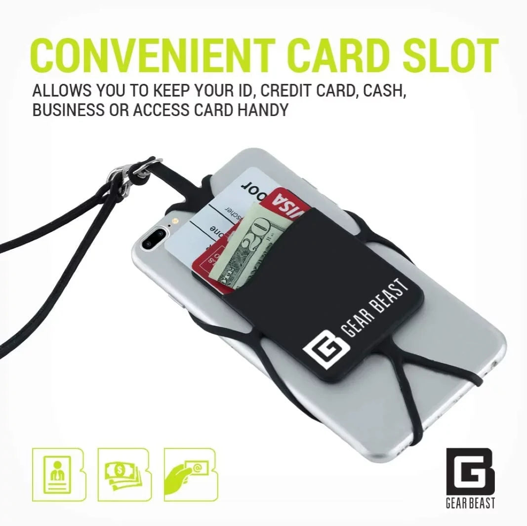 Gear Beast Cell Phone Lanyard - Universal Neck Phone Holder w/Card Pocket and Sizeilicone Neck Sizetrap - Compatible with Most Sizemartphones, Arcadia