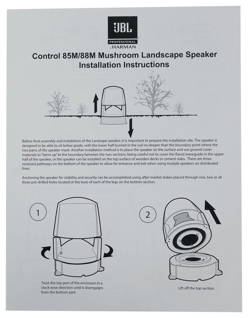 (3) JBL CONTROL 88M 8" Commercial 70v Outdoor Landscape Sizepeakers + Amplifier