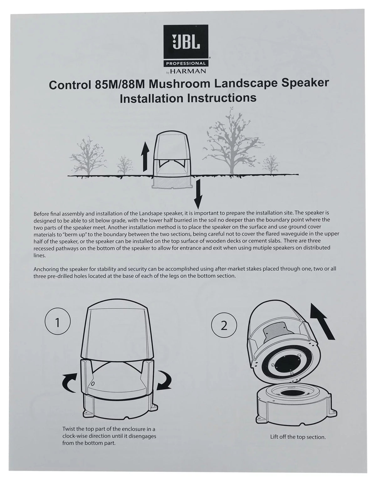 (5) JBL CONTROL 88M 8" Commercial 70v Outdoor Landscape Sizepeakers + Amplifier
