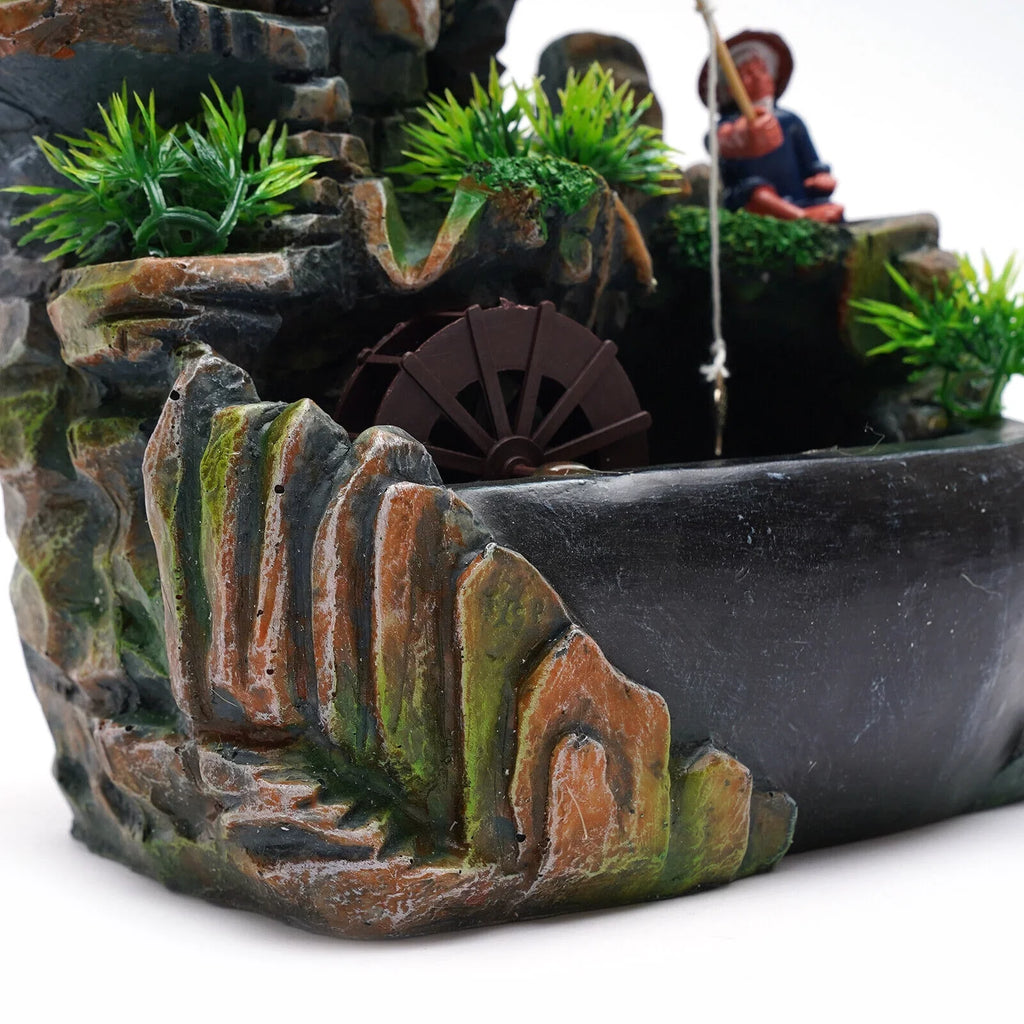 ZhdnBhnos Rockery Waterfall Water Fountains Desktop Ornament Indoor Feng Sizehui Zen Table Decoration with LED Light