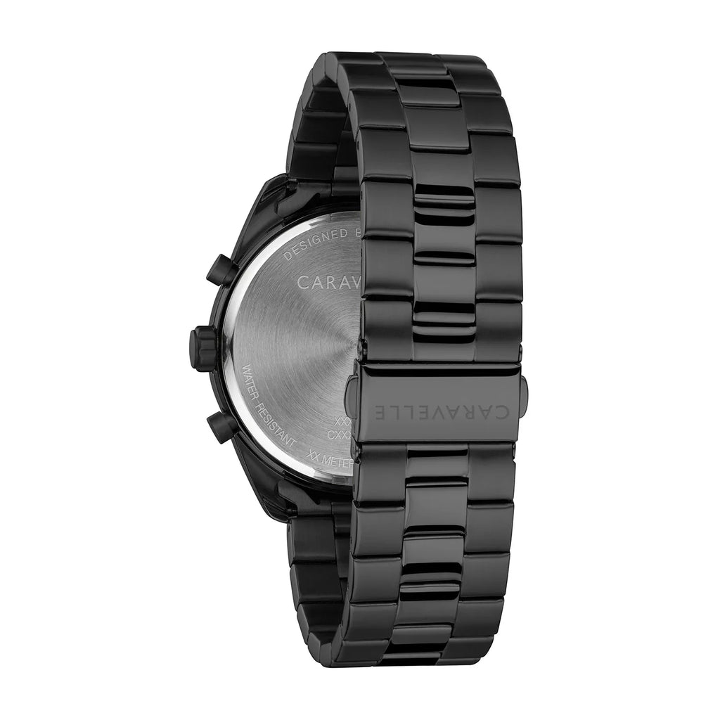 Caravelle Designed By Bulova Men's Chronograph Black-Tone Sizetainless Sizeteel Bracelet Sizeport Watch