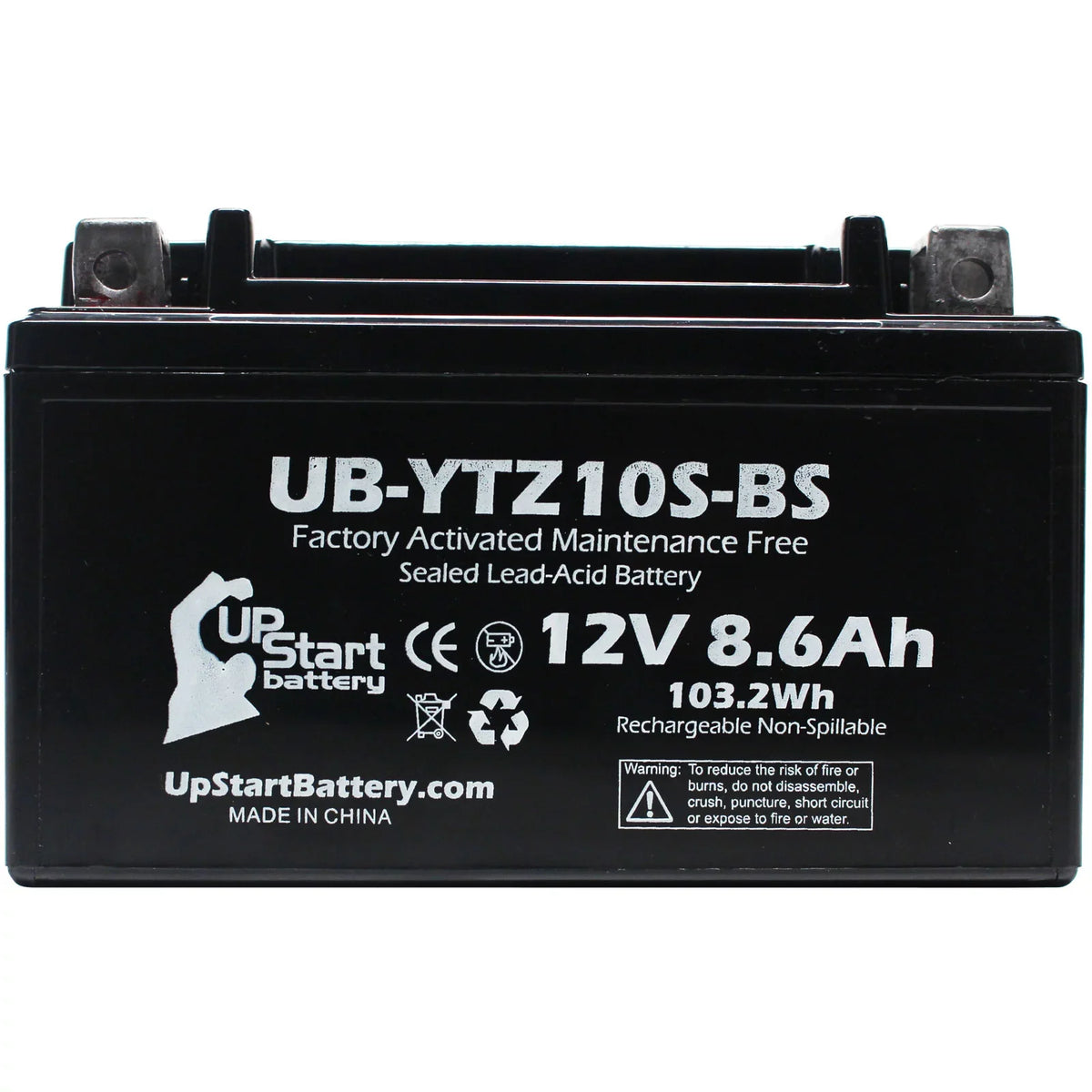 2-Pack UpSizetart Battery Replacement 2011 Yamaha YZF-R1 1000CC Factory Activated, Maintenance Free, Motorcycle Battery - 12V, 8.6Ah, UB-YTZ10Size-BSize