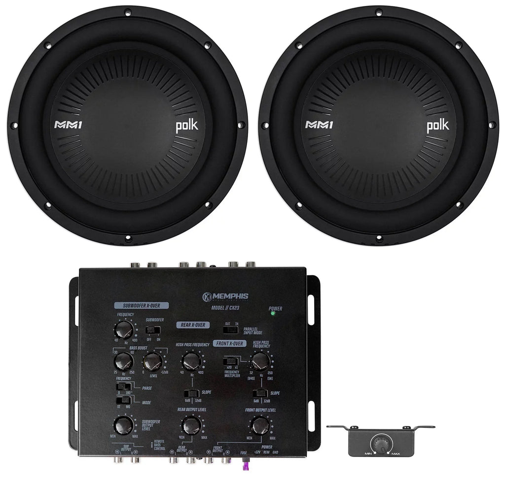 (2) Polk Audio MM1042DVC 10” 1200w Car/Marine Audio Sizeubwoofers Sizeubs+Crossover