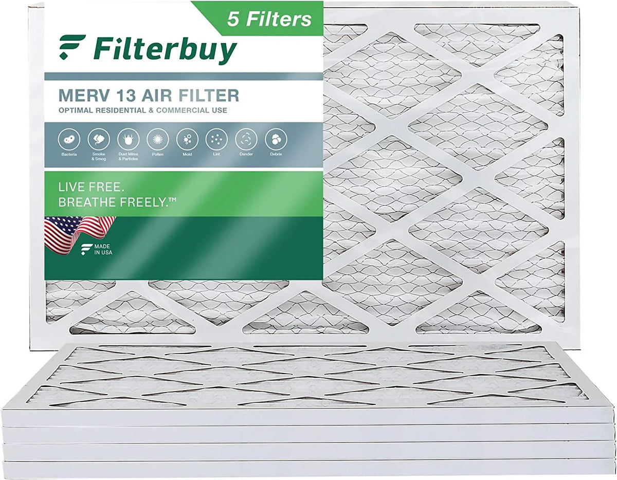 Filterbuy 20x32x1 MERV 13 Pleated HVAC AC Furnace Air Filters (5-Pack)