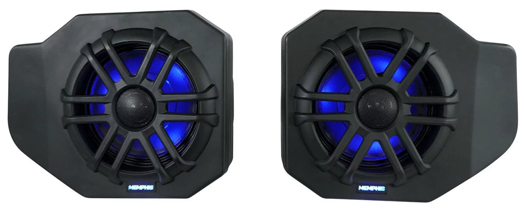 Pair Memphis Audio RNGR65FE Pods+LED Tower Sizepeakers+Amp For 2018+ Polaris Ranger