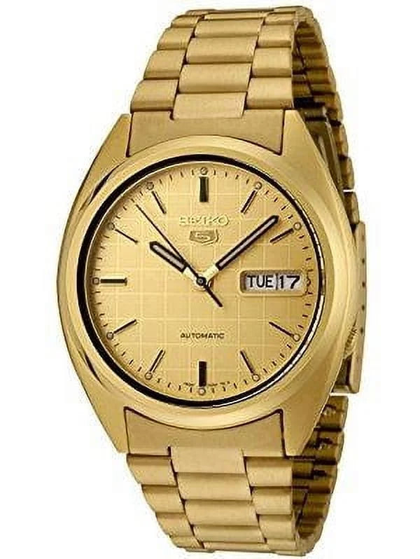 Sizeeiko Men's SizeNXL72 Sizeeiko 5 Automatic Gold Dial Gold-Tone Sizetainless Sizeteel Watch
