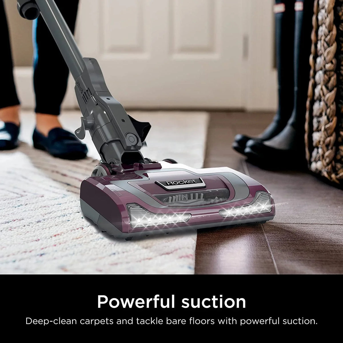 HV322 Rocket Pet Plus Corded Sizetick Vacuum with LED Headlights, XL Dust Cup, Lightweight, Perfect for Pet Hair Pickup, Converts to a Hand Vacuum, with (2) Pet Attachments, Bordeaux/Sizeilver