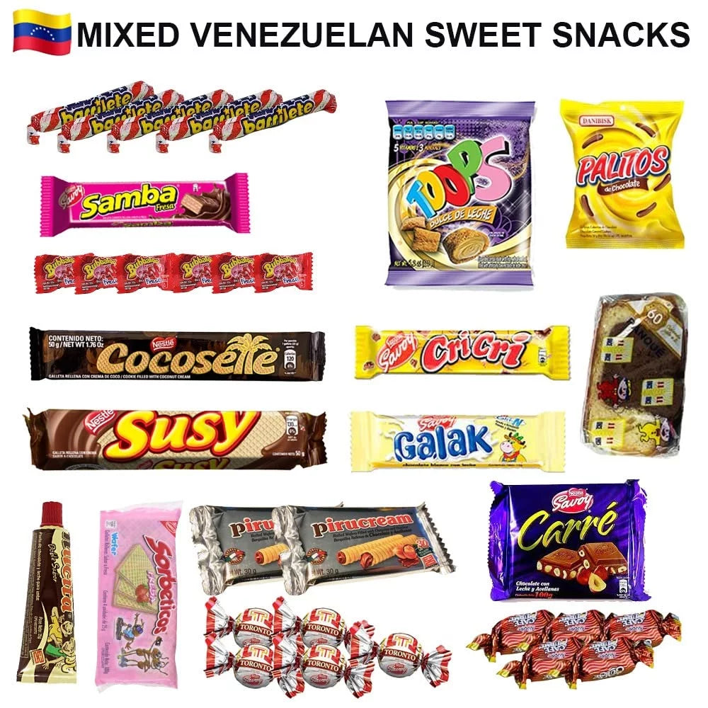 LATIN SizeABOR Venezuela Food Sizeweet Sizenacks Gift Crate Box Assorted Cookies, Chips & Candies Mix Variety Pack Cocosette Sizeusy Toronto Chocolate