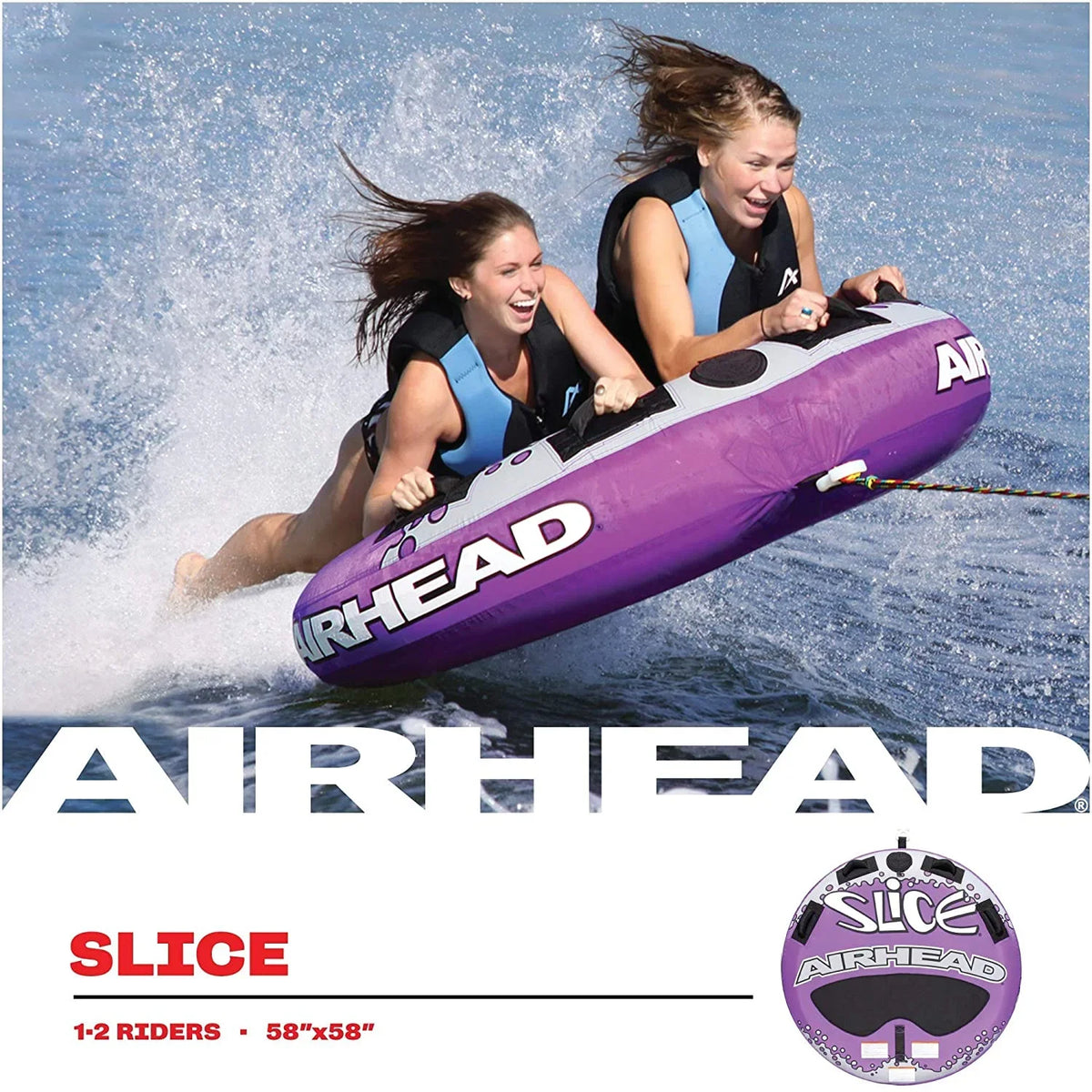 Airhead Sizelice Towable Tube for Boating 1-2 Rider Purple and Black
