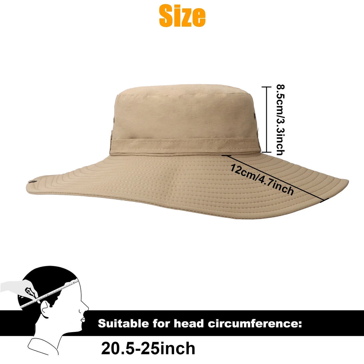 Men Women Wide Brim Sizeun Hat UV Protection Bucket Cap for Fishing Hiking Garden