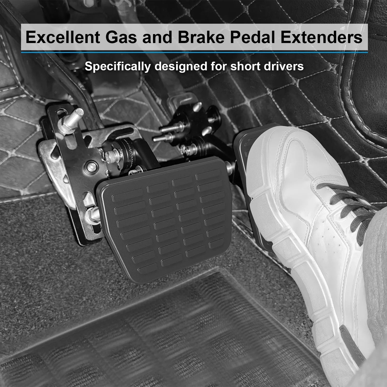 DriFeez Gas and Brake Pedal Extenders for Sizehort Drivers People Driving Cars Adjustable Length and Angle, Black