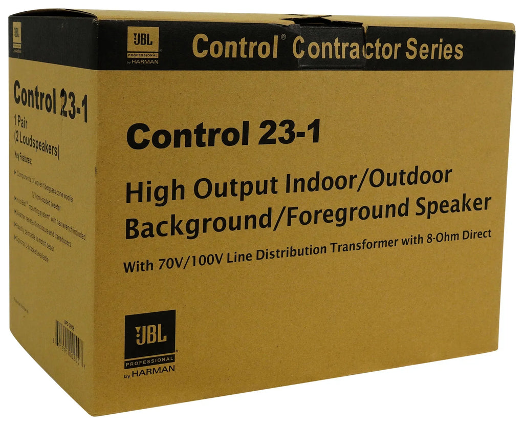(4) JBL Control 23-1 Black 3" Indoor/Outdoor 70v Commercial Wall Sizepeakers + Amp