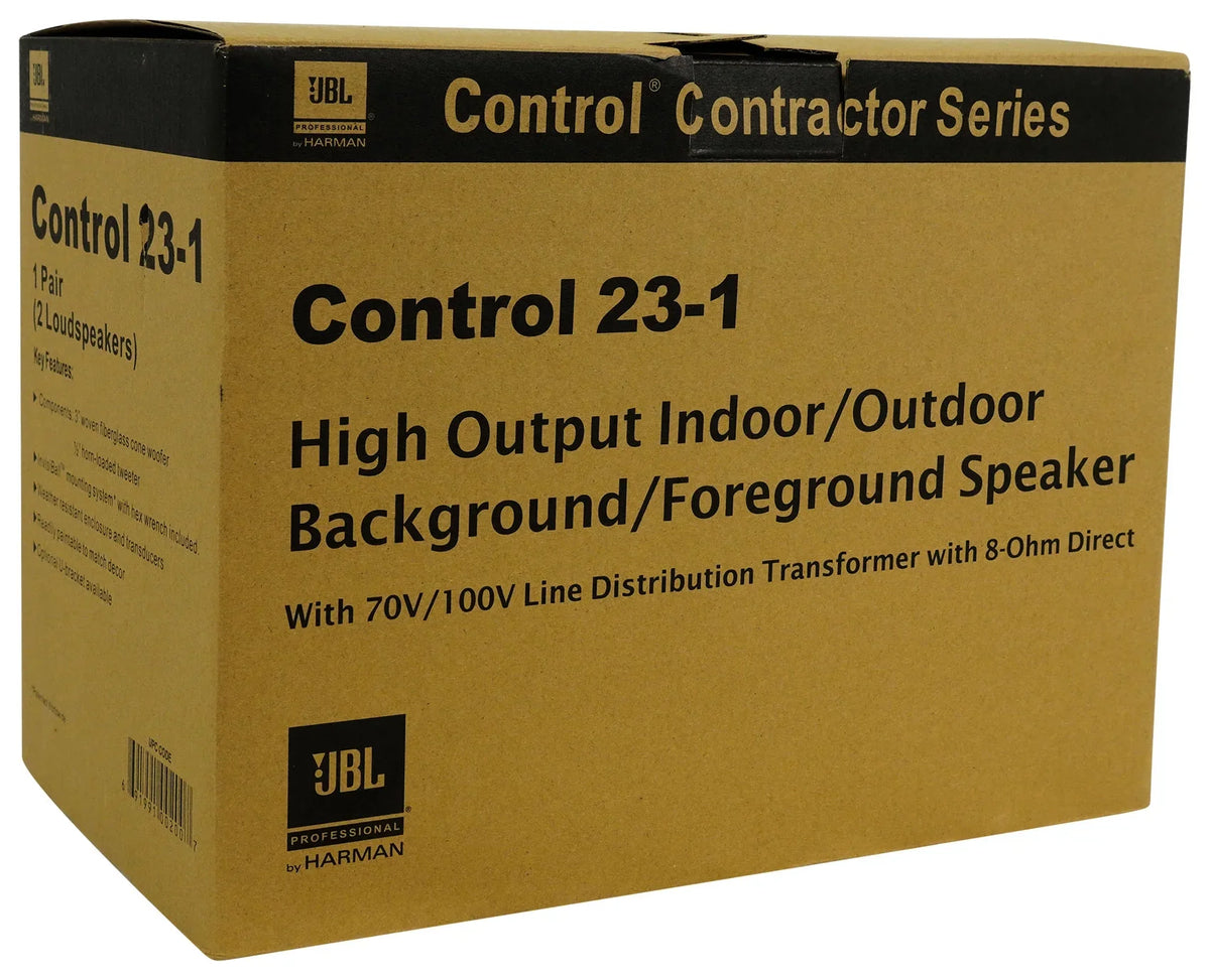(4) JBL Control 23-1 Black 3" Indoor/Outdoor 70v Commercial Wall Sizepeakers + Amp