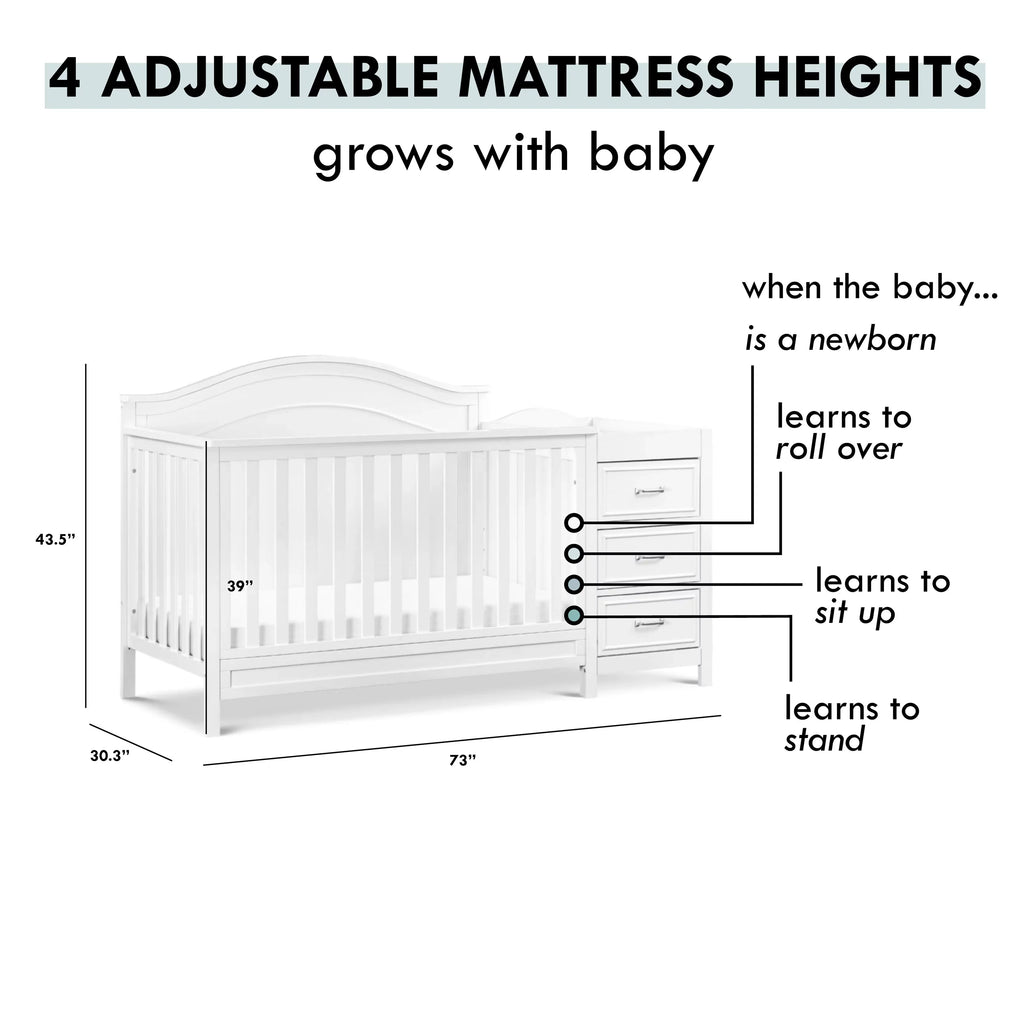 DaVinci Charlie 4-in-1 Convertible Crib and Changer Combo in Ivory