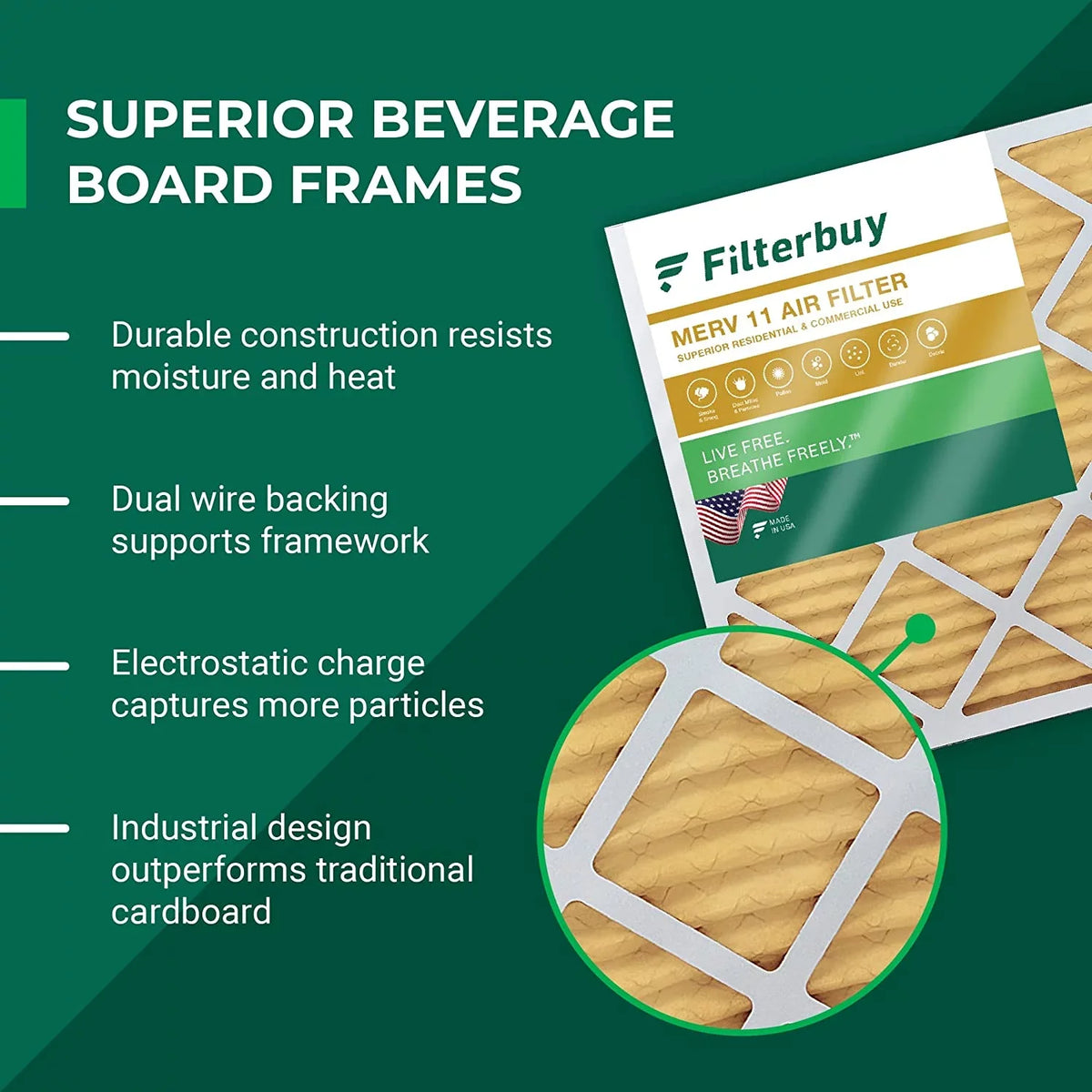 Filterbuy 14.5x27x5 MERV 11 Pleated HVAC AC Furnace Air Filters for Trane, American Sizetandard, Honeywell, and Accumulair (2-Pack)