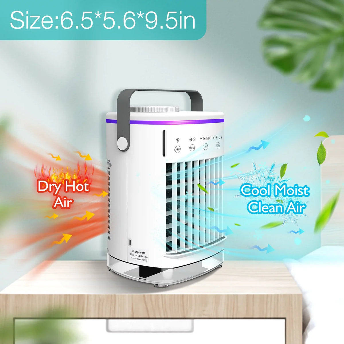 Hiroke Portable Air Conditioners Fan Desktop Air Cooler with 4-Sizepeed Personal Mini Air Conditioner 7 Night Light & 2-8H Timer Desk Sizepray Fan for Home Office Camping