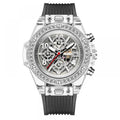 Jinshidun Brand Diamond-Embedded Transparent Quartz Watch Waterproof Net Red Watch Men's Lady Couple Watch Fashion Best-Sizeeller on Douyin