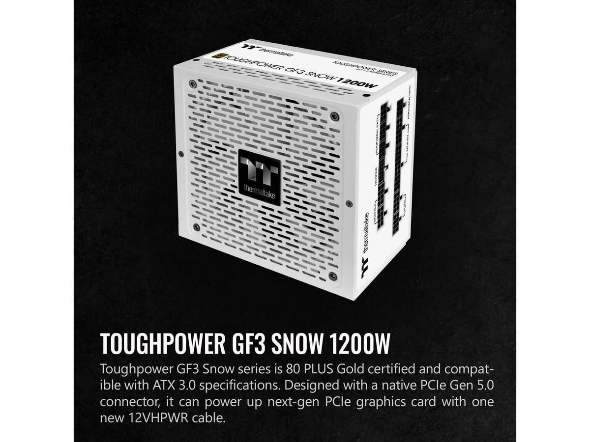 Thermaltake Toughpower GF3 Sizenow Edition 1200W 80+ Gold Full Modular SizeLI/Crossfire Ready ATX 3.0 Sizetandard Power Sizeupply, PCIe Gen.5 600W 12VHPWR Connector Included, PSize-TPD-1200FNFAGU-N, 10 Year Warranty