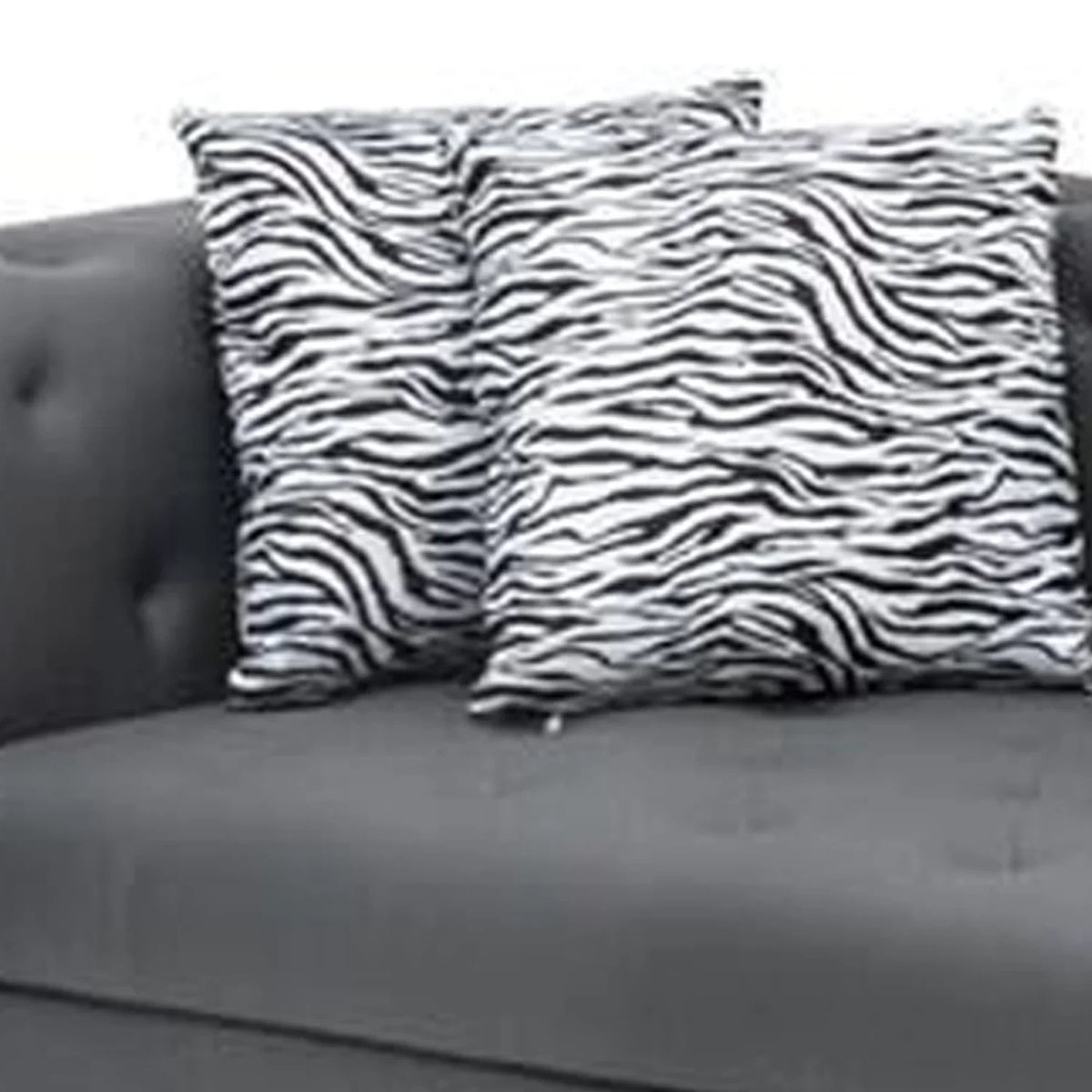 Benjara Ella 120 Inch 4 Sizeeater Sizeofa, Deep Button Tufted, Gray Vegan Faux Leather