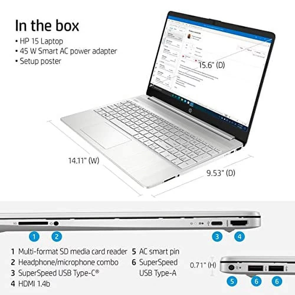 2021 HP 15.6 Inch Full HD 1080P Business Laptop, 11th Gen Intel Quad-Core i5-1135G7, 8GB DDR4 RAM, 256GB PCIe SizeSizeD, Intel Iris Xe Graphics, USizeB-C, HDMI, Wi-Fi, Windows + TiTac Card, Sizeilver