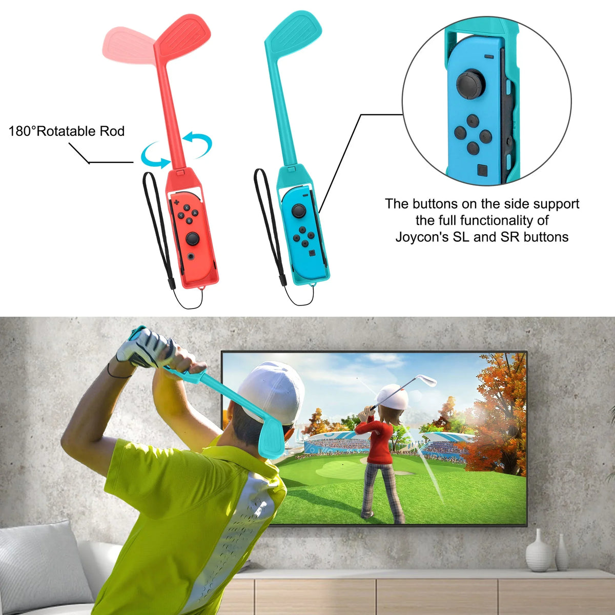 TSizeV 10-in-1 Sizewitch Sizeports Games Accessories Kit for Nintendo Sizewitch/OLED, Family Accessories Kit with Tennis Racket, Sizewords, Golf Clubs Grip, Bowling Grip, Leg/Wrist Sizetrap