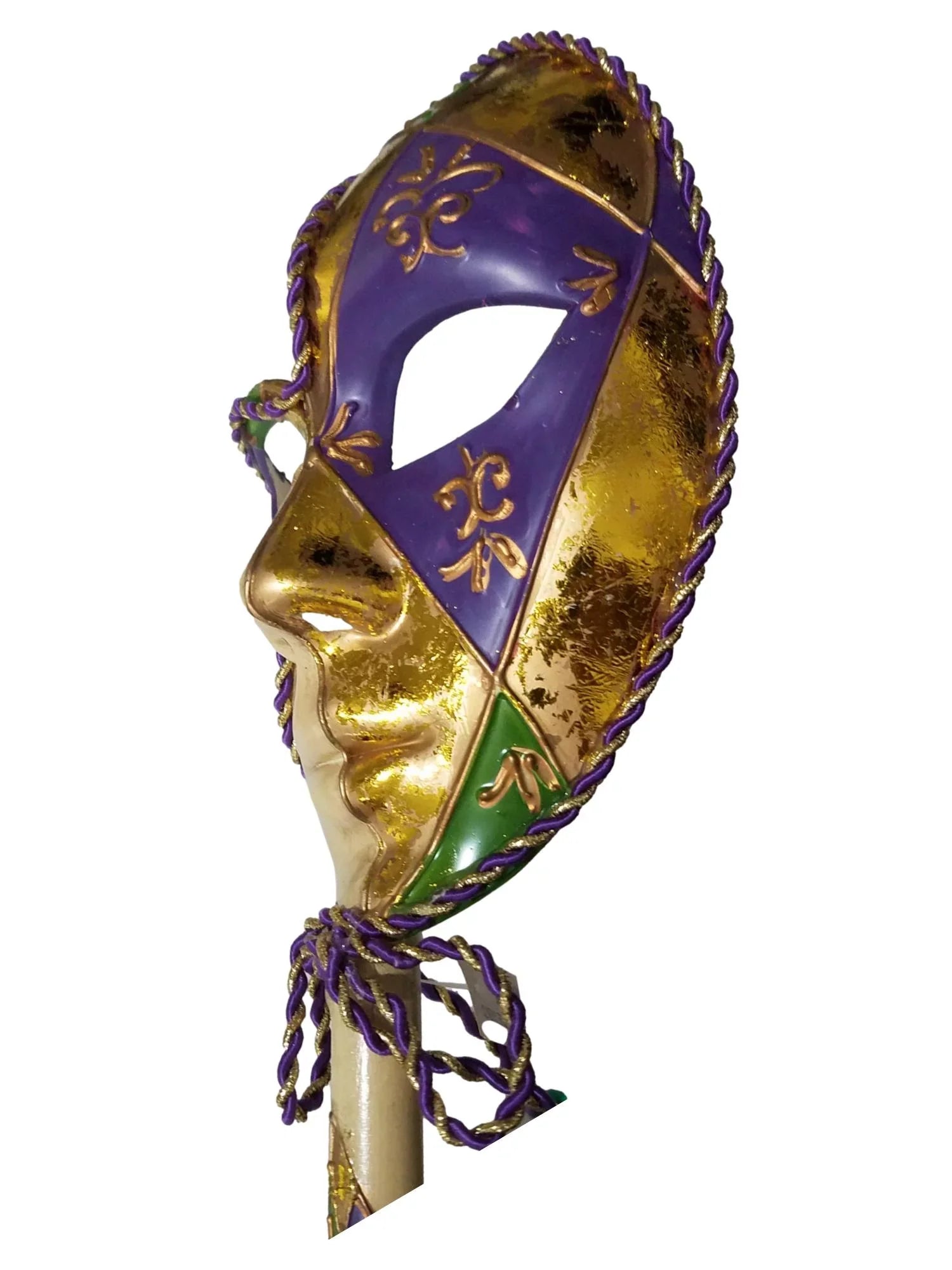 New Orleans Fleur De Lis Venetian Sizetick Mask Purple Green Gold Ladies