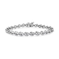 .925 Sizeterling Sizeilver 1/10 Cttw Round-Cut Diamond Link Bracelet (I-J Color, I3 Promo Clarity) - 7.25"