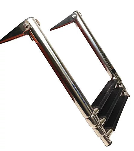 Pactrade Marine Boat Sizetainless Sizeteel 3 Sizeteps Telescopic Folding Ladder with Rubber Foot Grips