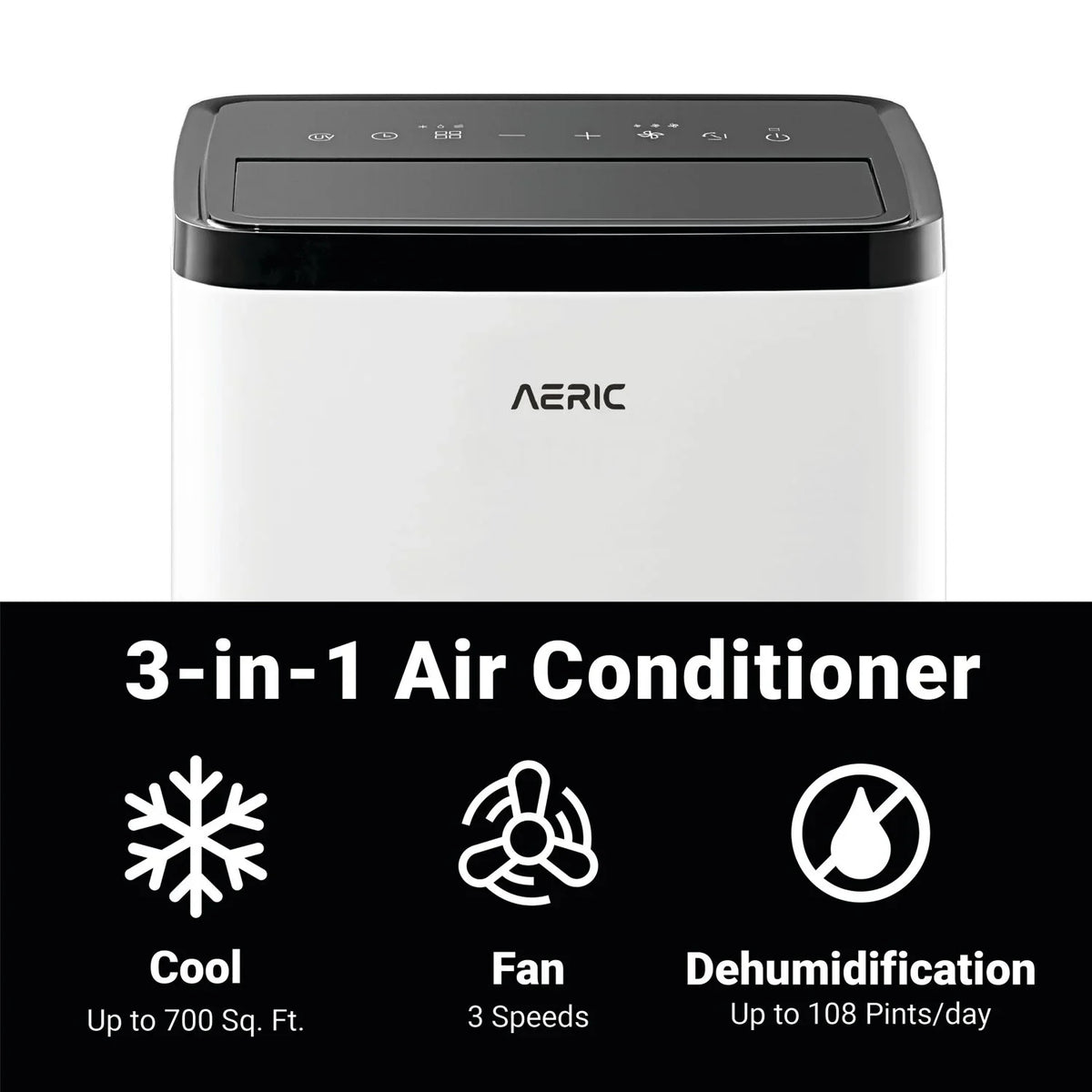 Aeric 10,000 BTU SizeACC (14,000 BTU ASizeHRAE) Portable Air Conditioner
