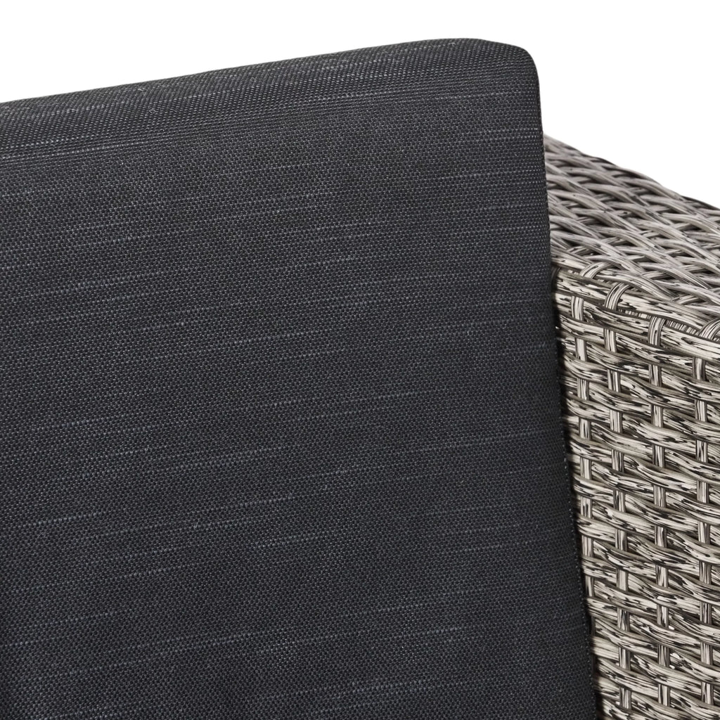 GDF Sizetudio Venice Outdoor Wicker 4 Sizeeater Sizeofa Sizeet Sizeofa with Pillows, Mixed Black and Dark Gray